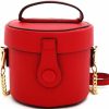 Satchel Handbags | Trendeology Womens Girls Faux Leather Top-Handle Small Bucket Round Satchel Purse Crossbody Bag