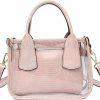 Satchel Handbags | Jen & Co. Jen & Co. M2225Cr-Bk Stacey 2-In-1 Lizard-Textured Vegan Leather/Pvc Crossbody Satchel Shoulder Handbag Purse