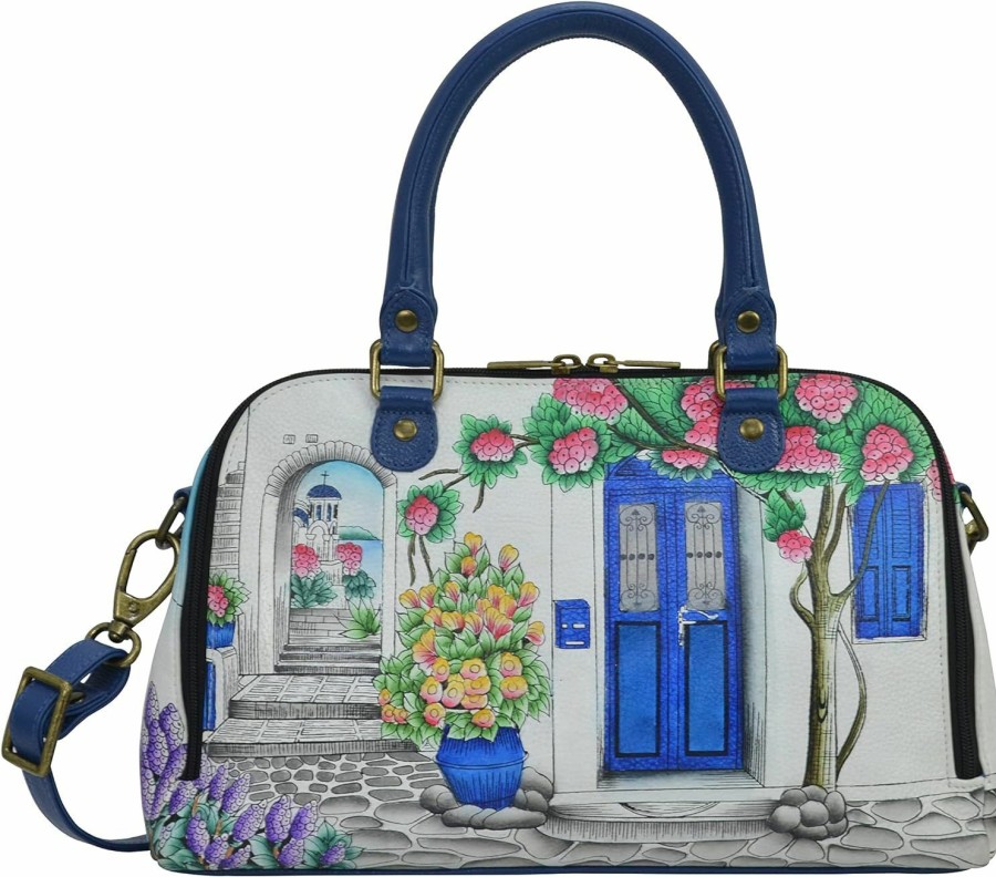 Satchel Handbags | Anna by Anuschka Anna By Anuschka Women'S Hand-Painted Leather Wide Organizer Satchel, Magical Greece