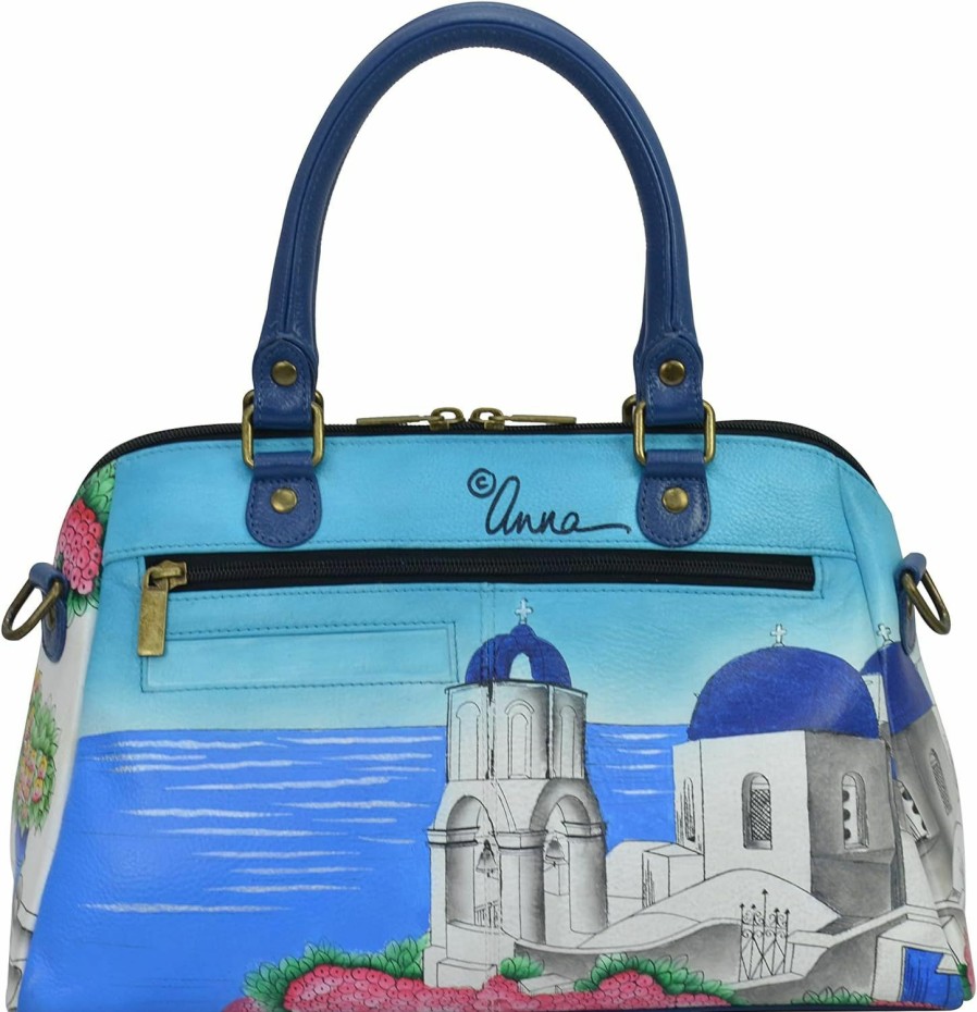 Satchel Handbags | Anna by Anuschka Anna By Anuschka Women'S Hand-Painted Leather Wide Organizer Satchel, Magical Greece