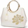 Satchel Handbags | SMALLBLUER Smallbluer Top-Handle Handbags Purse For Women Embroidered Flower Pattern Patent Pu Tote Shoulder Bag Satchel