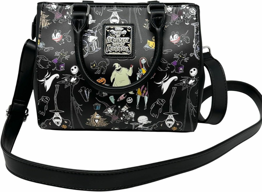 Satchel Handbags | Loungefly Loungefly Disney The Nightmare Before Christmas Allover Print Crossbody Satchel Handbag Purse