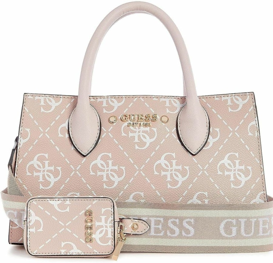 Satchel Handbags | GUESS Guess Rea Small High Society Satchel, Rosewood Logo