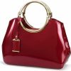 Satchel Handbags | HOXIS Hoxis Charm Glossy Metal Grip Structured Shoulder Handbag Women Satchel