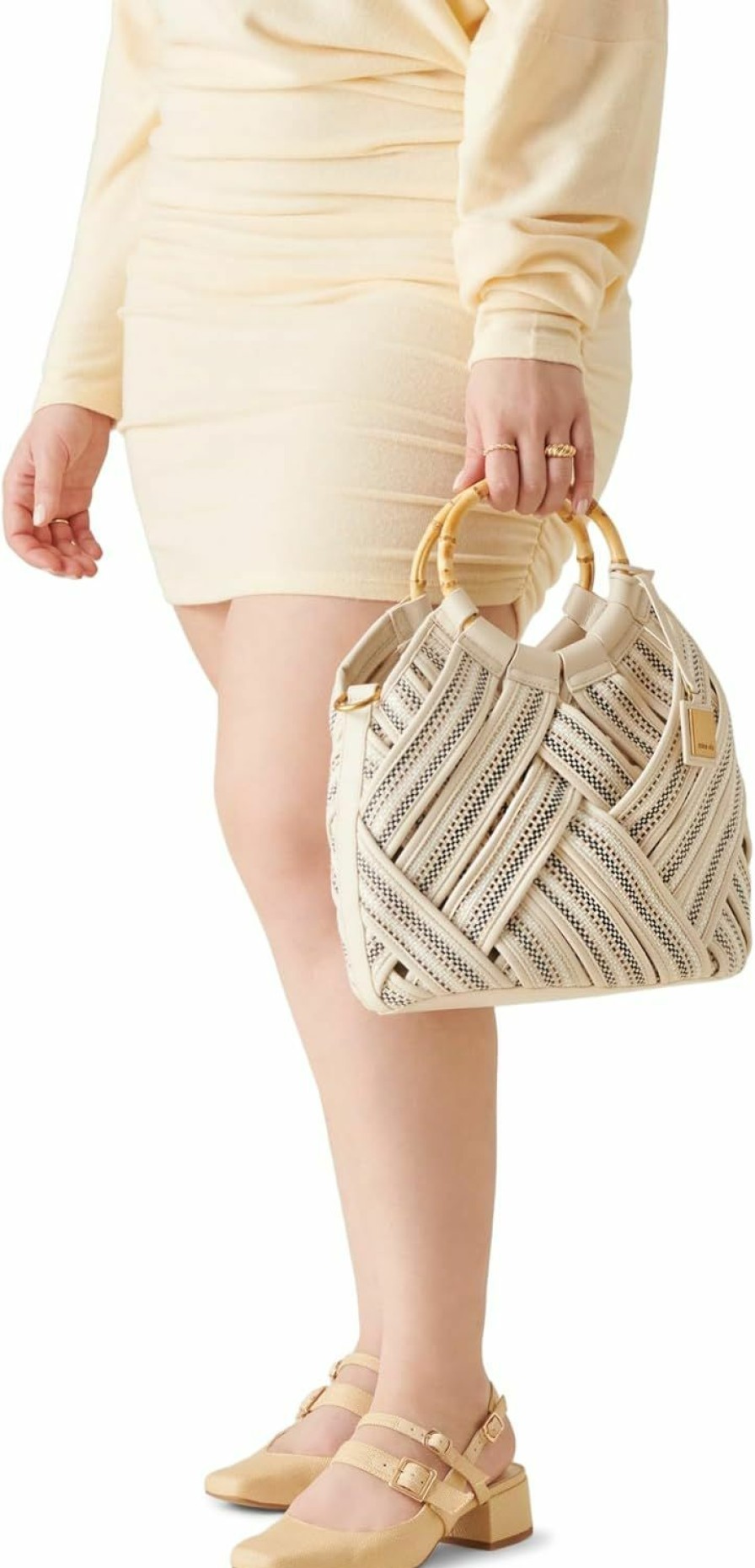 Satchel Handbags | Dolce Vita Dolce Vita Elsie Woven Satchel Bamboo Handle, Multi