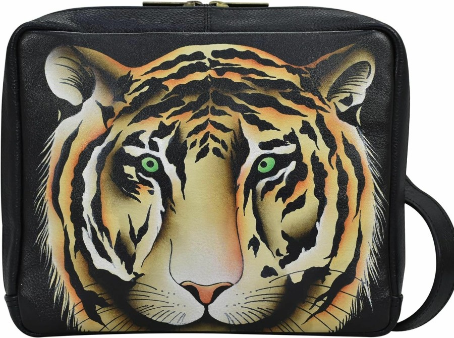 Satchel Handbags | Anna by Anuschka Anna By Anuschka Hand Painted Women'S Leather Wide Organizer Satchel, Bengal Tiger