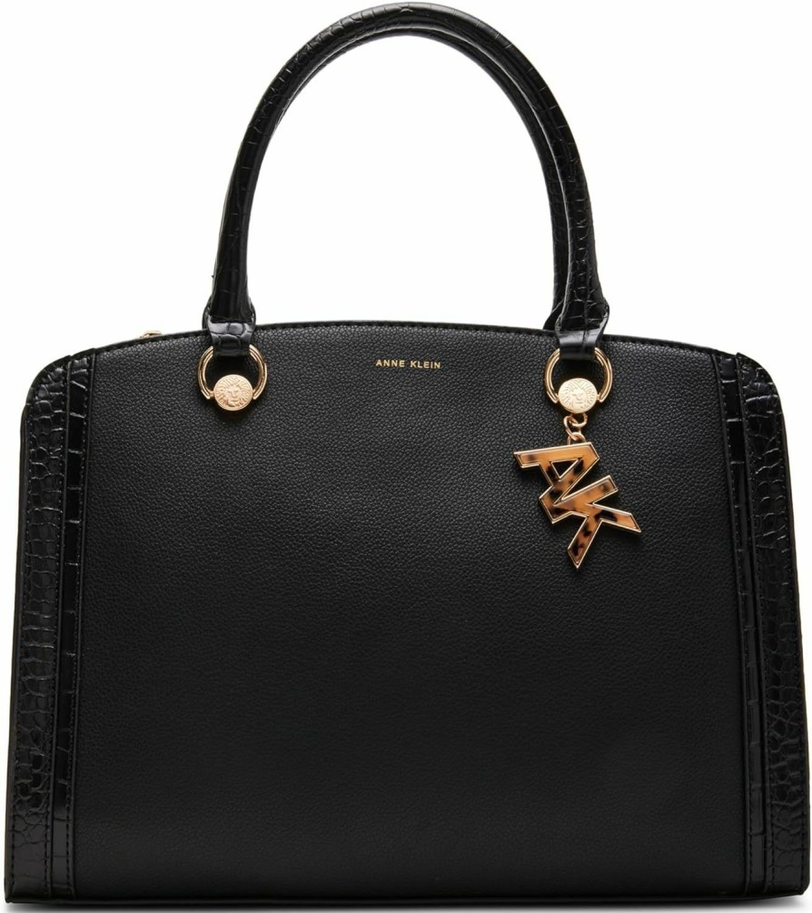 Satchel Handbags | Anne Klein Anne Klein Trimmed Satchel, Black/Black Croco