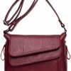 Satchel Handbags | SULCET Sulcet Women'S Shoulder Bag Multi Pockets Crossbody Purse Leather Flapover Messenger Satchel Designer Travel Work Handbag