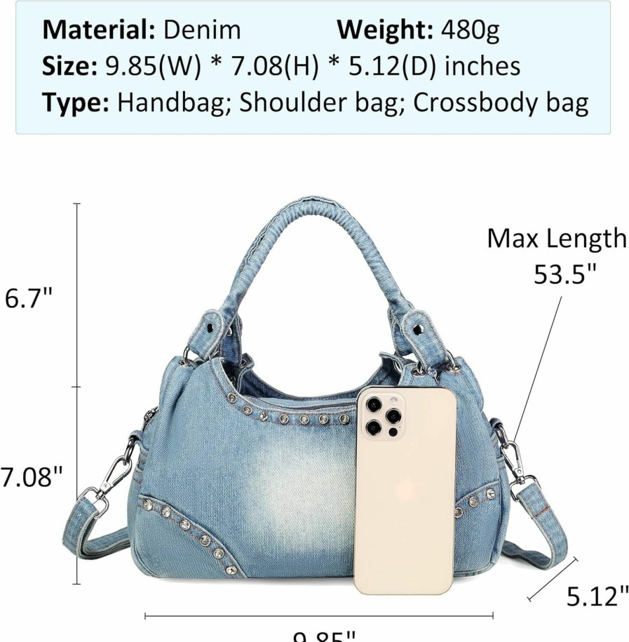 Satchel Handbags | YeFine Yefine Y2K Blue Jean Bag Casual Denim Purses For Women Lady'S Purses And Handbags Small Shoulder Bags