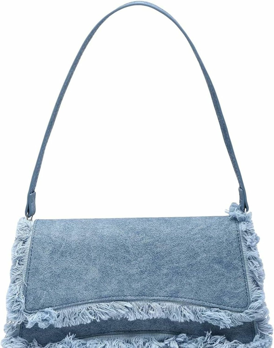 Satchel Handbags | Verdusa Verdusa Women'S Flap Shoulder Bags Denim Handbags Underarm Satchel Handbag