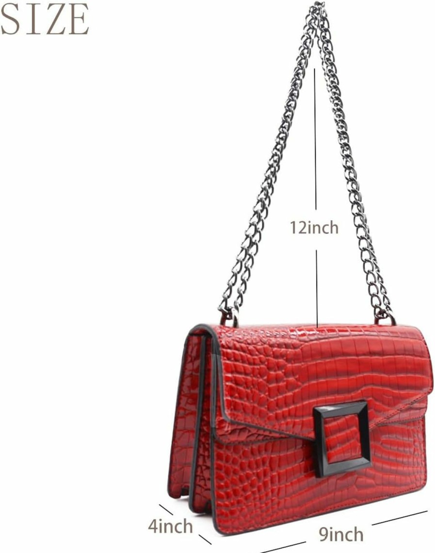 Satchel Handbags | Hoowkawen Hoowkawen Satchel Crossbody Bag For Women - Crocodile Print Shoulder Purse Luxury Pu Leather Handbags With Chain Straps