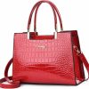 Satchel Handbags | Caalaay Caalaay Women Handbags Purse Shiny Patent Leather Crocodile Pattern Top Handle Handbag Satchel Bags Zipper Medium Tote Bag