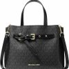 Satchel Handbags | Michael Kors Michael Kors Emilia Small Satchel Crossbody Bag Black Mk Signature