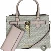 Satchel Handbags | Michael Kors Michael Kors Hamilton Md Satchel Bundled With Trifold Wallet And Purse Hook (Signature Mk Vanilla/Powder Blush)