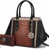 Satchel Handbags | MKF Collection Mkf Satchel Bags For Women, Featuring A Faux Crocodile-Embossed Finish Crossover Handbag, Shoulder Side Messenger Bag