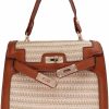 Satchel Handbags | PURFANREE Women'S Top Handle Straw Weave Satchel Bag Purses Small Handbag Shoulder Crossbody Bag