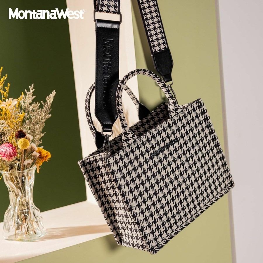 Satchel Handbags | Montana West Montana West Small Tote Bag For Women Houndstooth Top Handle Purses And Handbags