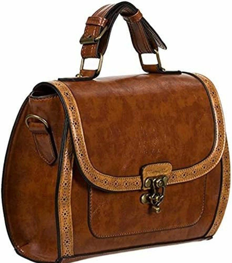 Satchel Handbags | Lost Queen Stevie Vintage Satchel Retro Handbag - One Size (Camel)