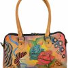 Satchel Handbags | Anuschka Anna By Anuschka Women'S Hand-Painted Genuine Leather Multi Compartment Satchel - Rose Safari