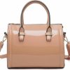 Satchel Handbags | Dasein Shiny Patent Faux Leather Handbags Barrel Top Handle Purse Satchel Bag Shoulder Bag For Women