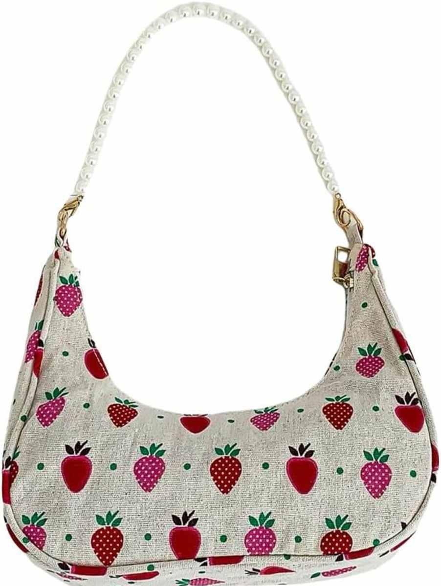 Satchel Handbags | Verdusa Verdusa Women'S Casual Pearls Shoulder Bags Floral Print Purse Satchel Handbag