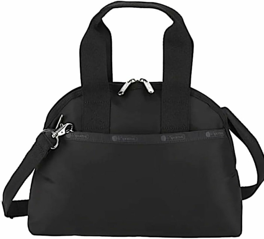 Satchel Handbags | LeSportsac Lesportsac Recycled Black York Satchel Convertible Crossbody + Top Handle Handbag, Style 3561/Color R086, Sleek Black, Lightweight Ripstop Nylon In New Environmentally Conscious Recycled Material