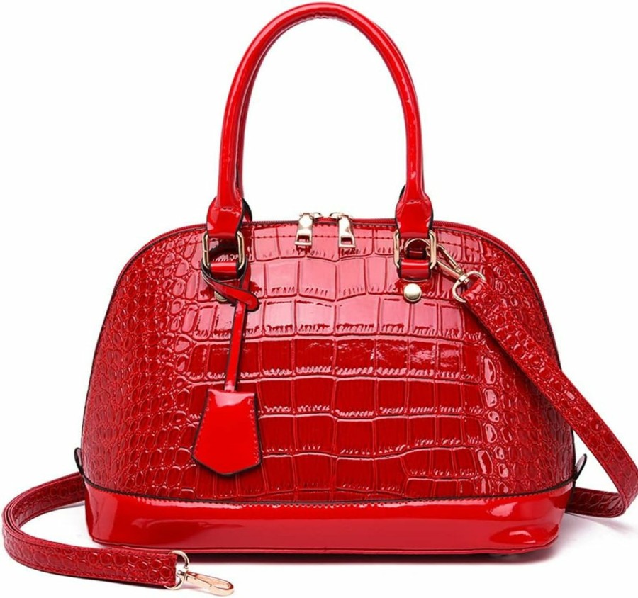 Satchel Handbags | Dayfine Dayfine Classic Dome Satchel Bags For Women Crocodile Pattern Faux Leather Crossbody Bags Top Handle Handbags Zipper Purse