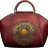 Satchel Handbags | Zhuoliang Women Genuine Leather Handbags, Organizer Retro Vegetable Tanning Leather Satchel Vintage Embossing Totem Shoulder Bag