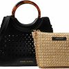 Satchel Handbags | Anne Klein Anne Klein Two For One Perforated Mini Satchel With Chain, Black/Natural