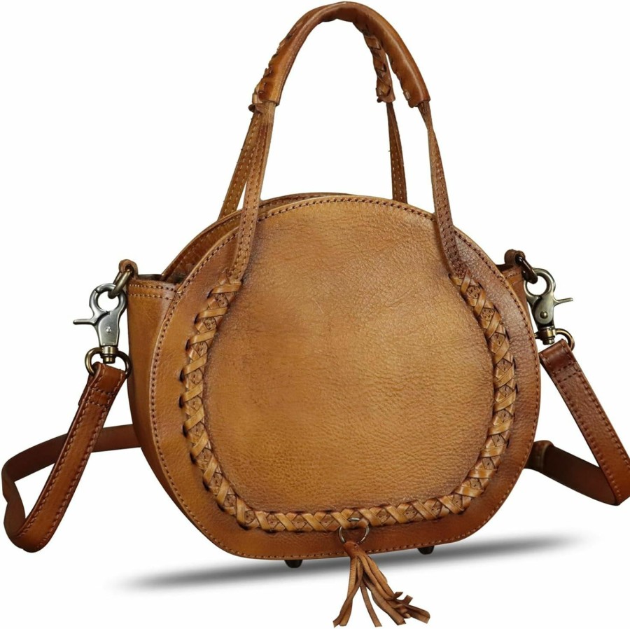 Satchel Handbags | FEIGITOR Feigitor Genuine Leather Handbag For Women Crossbody Bag Small Purses Round Satchel Handmade Shoulder Bag Circle Pouch