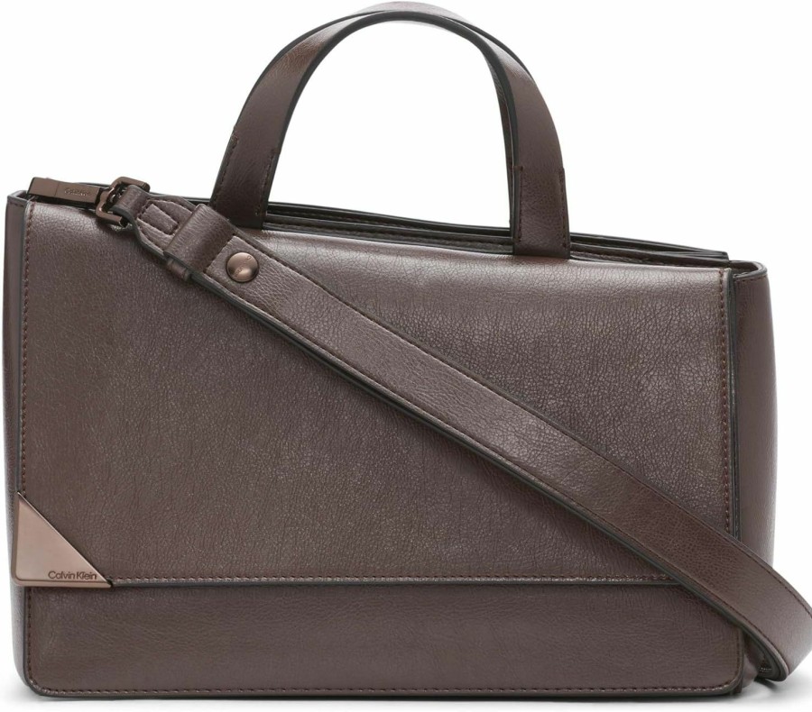 Satchel Handbags | Calvin Klein Calvin Klein Basalt Flap Top Handle Satchel