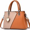 Satchel Handbags | I IHAYNER Womens Leather Handbags Purse Top-Handle Bags Contrast Color Stitching Totes Satchel Shoulder Bag For Ladies