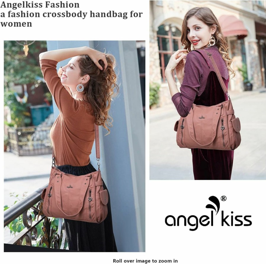 Satchel Handbags | Angel Kiss Handbags For Womens Top-Handle Hobo Purse Roomy Casual Shoulder Bags Pu Tote Satchel Purse For Womens