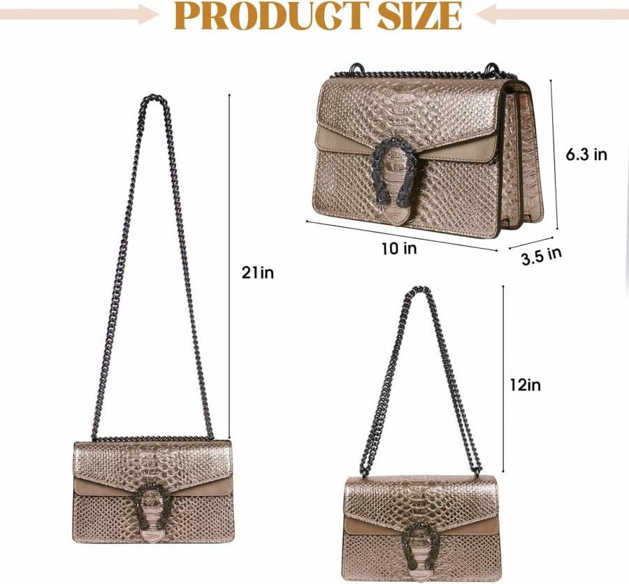 Satchel Handbags | aiunone Aiunone Crossbody Chain Purses For Women - Crocodile Snake Pattern Leather Shoulder Handbags Evening Clutch Satchel Bags