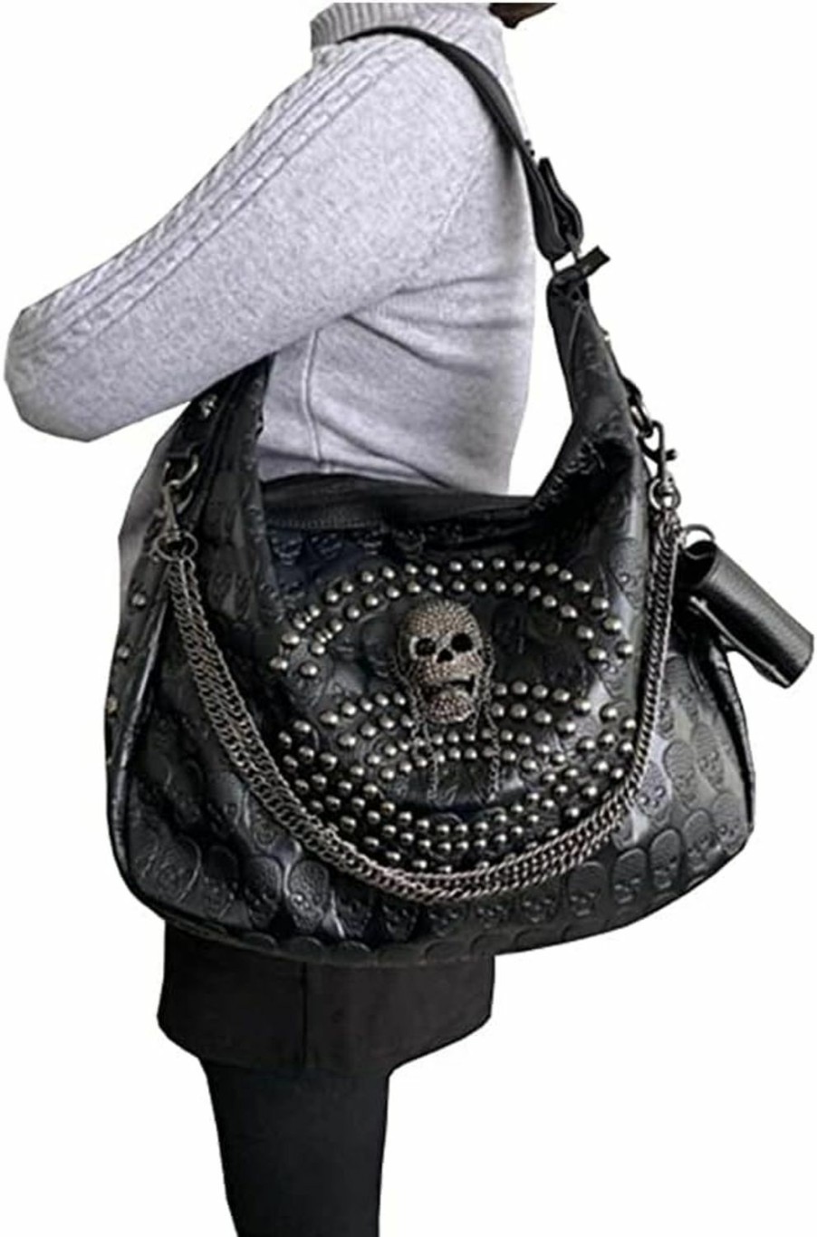 Satchel Handbags | Downupdown Downupdown Skull Handbags Women Tote Bags Skull Print Leather Shoulder Crossbody Bag Studded Satchel Purse Gothic Backpack