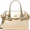 Satchel Handbags | Michael Kors Michael Kors Carmen Medium Belted Satchel Crossbody Strap (Pale Gold) (Pale Gold)