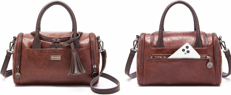 Satchel Handbags | rofozzi Mini Barrel Women Crossbody Purse Brown