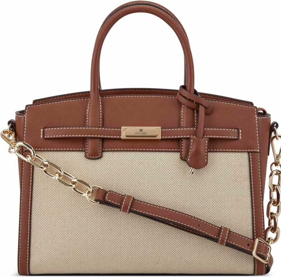 Satchel Handbags | Nine West Nine West Dax Jetset Satchel, Natural Saddle Tan