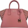 Satchel Handbags | Michael Kors Michael Kors Avril Large Top Zip Satchel Crossbody Bag Mk Pink Rose Mk Leather