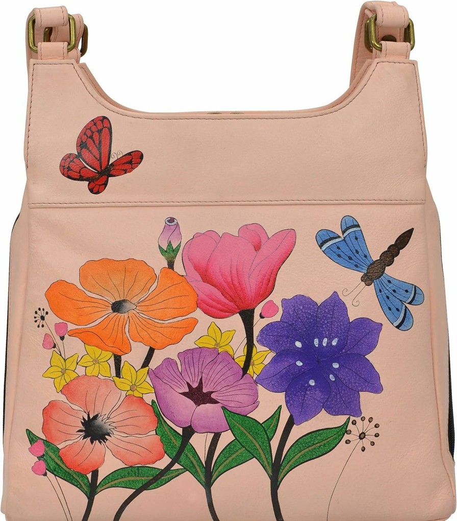 Satchel Handbags | Anna by Anuschka Anna By Anuschka Women Hand Painted Leather Triple Compartment Satchel, Dragonfly Garden