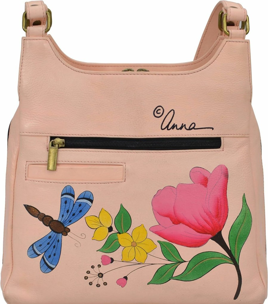 Satchel Handbags | Anna by Anuschka Anna By Anuschka Women Hand Painted Leather Triple Compartment Satchel, Dragonfly Garden