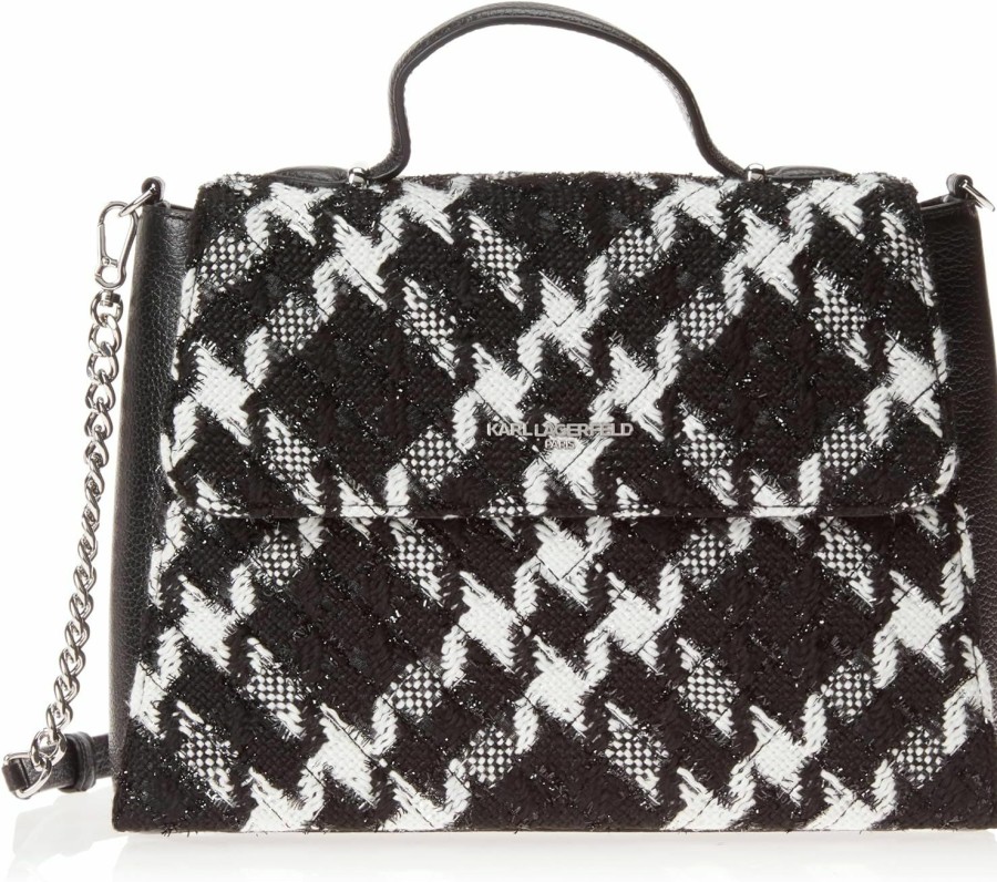 Satchel Handbags | Karl Lagerfeld Paris Karl Lagerfeld Paris Charlotte Satchel, Bk/Wt Abs Houndstooth