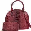 Satchel Handbags | Diophy Dome Shape Satchel With Wallet Women'S Vegan Leather Crocodile-Embossed Pattern With Top Handle Tote Handbags Satchel Set