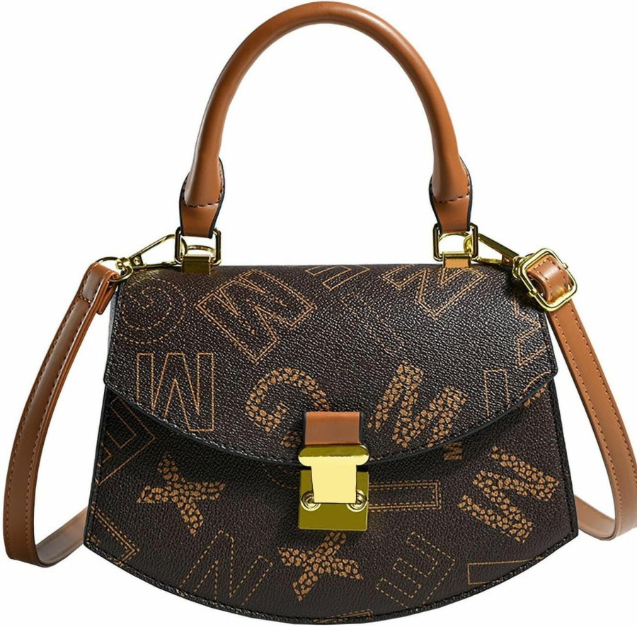 Satchel Handbags | Waiyqju Waiyqju Alphabet Print Women'S Satchel Pu Faux Leather Designer Daily Overnight Bag