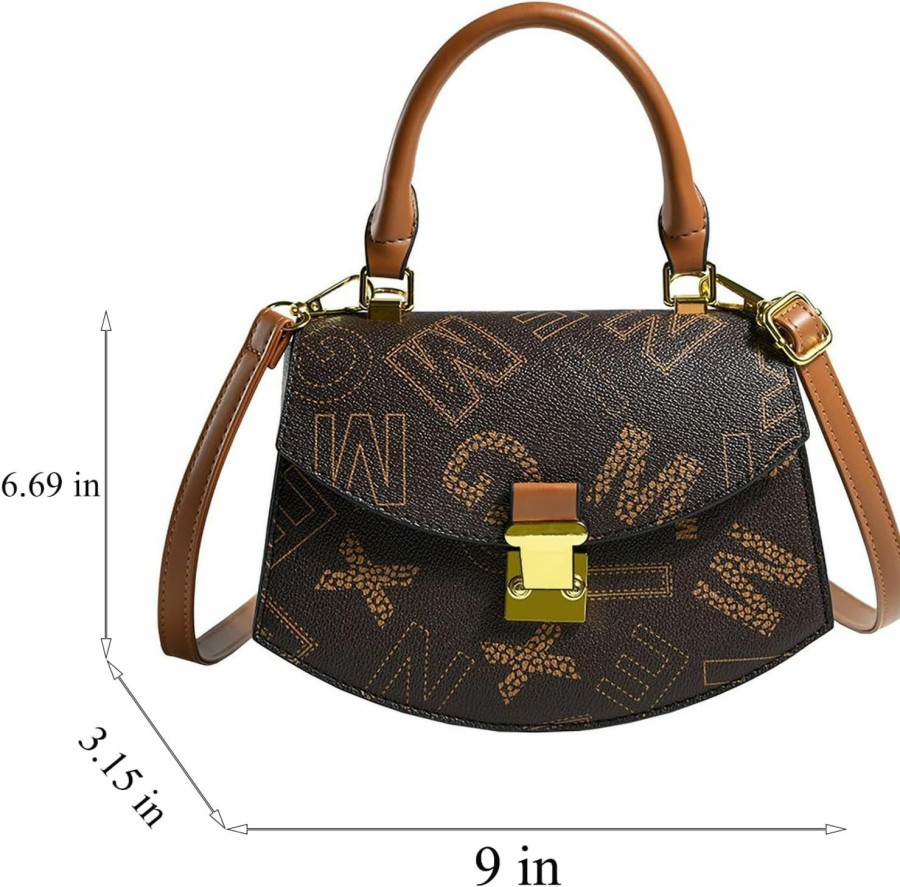 Satchel Handbags | Waiyqju Waiyqju Alphabet Print Women'S Satchel Pu Faux Leather Designer Daily Overnight Bag