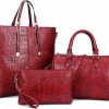 Satchel Handbags | Downupdown Downupdown 3Pc Handbags And Purse For Women Top Handle Bags Satchel Shoulder Totes Boston Bag Wallet Crocodile Pattern Set