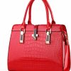 Satchel Handbags | XingChen Xingchen Shiny Patent Leather Handbag For Women Purse Crocodile Pattern Top-Handle Satchel Ladies Shoulder Bag Tote