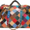 Satchel Handbags | RainboSee Women Random Multicolor Handbag Genuine Leather Cube Splicing Shoulder Satchels