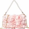 Satchel Handbags | QWINEE Qwinee Women'S Faux Pearl Clutch Bag Flower Shape Small Crossbody Bag Evening Satchel Bag Tote Handbags Prom Bags