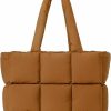 Satchel Handbags | Herald Herald Puffer Tote Bag For Women, Large Quilted Puffy Cloud Handbag Winter Down Padding Lattice Satchel Purse